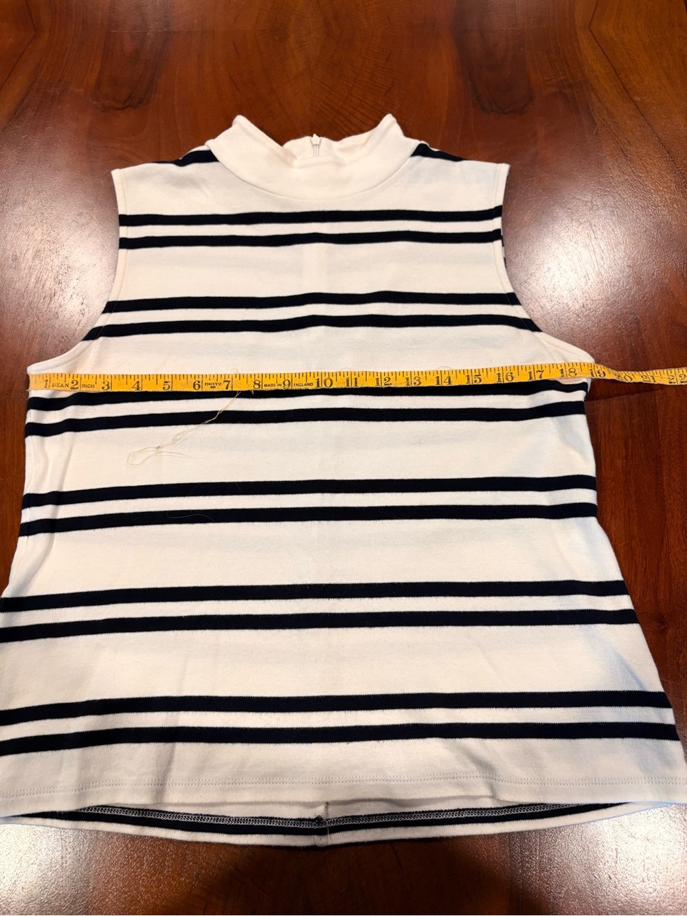 Talbots, Striped Sleeveless Mock Neck Top - White & Black, size L - Picture 6 of 7